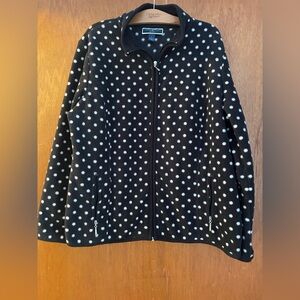Karen Scott Sport black polka dot Fleece Zip Up Jacket Women’s Size large